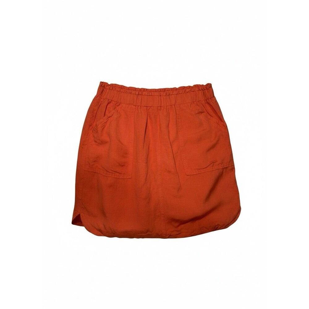 Banana Republic Orange Linen Blend Mini Skirt Size 12, Elastic Waist, Pockets